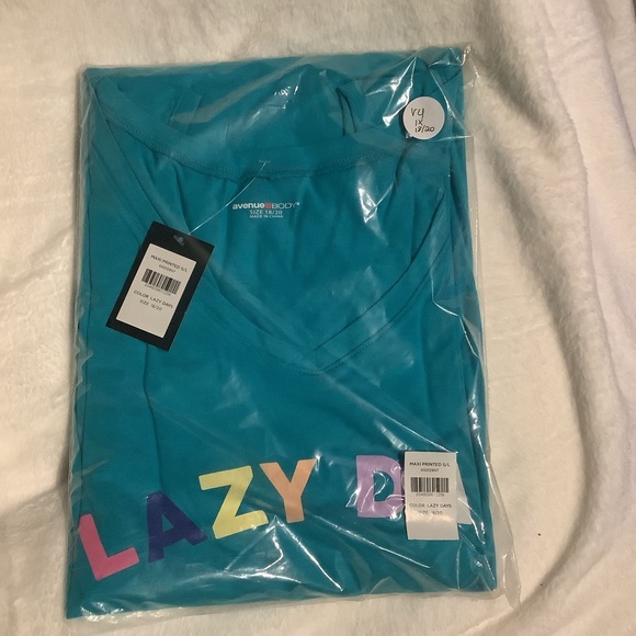 AVENUE BODY 22/24W (2X) Lazy Days Aqua Sleeveless Printed Maxi Sleep Dress V4.10 - Picture 5 of 6